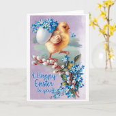 Oud Pasen Kuiken Boeket Kaart (Gele Bloem)