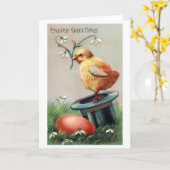 Oud Pasen Kuiken Ei Bloem Kaart (Gele Bloem)