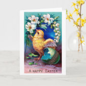 Oud Pasen Kuiken Ei Bloem Kaart (Gele Bloem)