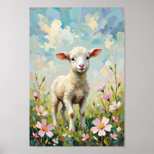 Oud Pasen Lam Lente Platteland Kunst Poster