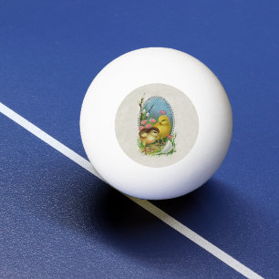 Oud Pasen Lente Baby Kuikens Bloemen Pingpongbal
