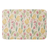 Oud Pasen Lieve Gele Kuikens Rode Tulpen Badmat (Voorkant)