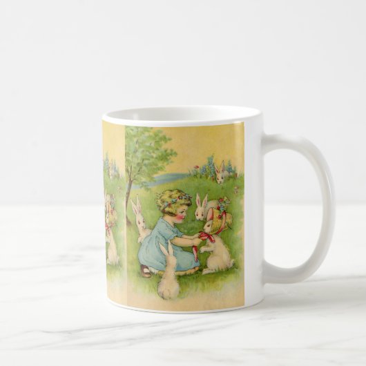 Oud Pasen, meisjeshoedje op konijn Koffiemok (Rechts)