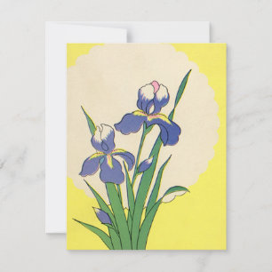 Oud Pasen, Paarse Tuin Iris Bloemen Feestdagenkaart