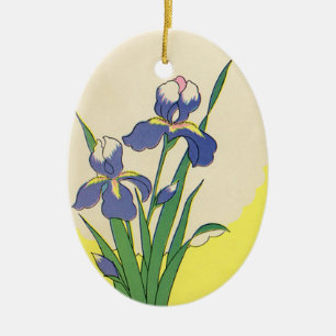 Oud Pasen, Paarse Tuin Iris Bloemen Keramisch Ornament