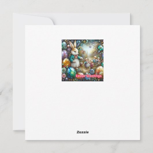 Oud Pasen ~ PASTE GREETENS ~ Konijn ~ Feestdagenkaart (Achterkant)