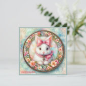 Oud Pasen ~ PASTE GREETENS ~ Konijn ~ Feestdagenkaart (Staand voorkant)