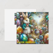 Oud Pasen ~ PASTER GROETEN ~ Konijn ~ Feestdagenkaart (Voorkant / Achterkant)