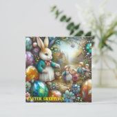 Oud Pasen ~ PASTER GROETEN ~ Konijn ~ Feestdagenkaart (Staand voorkant)