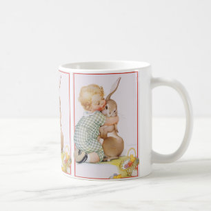 Oud Pasen, Schattig Jonge Jongen met Konijn Koffiemok