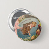 Oud Pasen Victoriaans meisje en jongen Ronde Button 5,7 Cm (Voorkant /achterkant)
