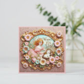 Oud Pasen ~ WENSEN JOU VREUGDE ~ Schattig Meisje ~ Feestdagenkaart (Staand voorkant)