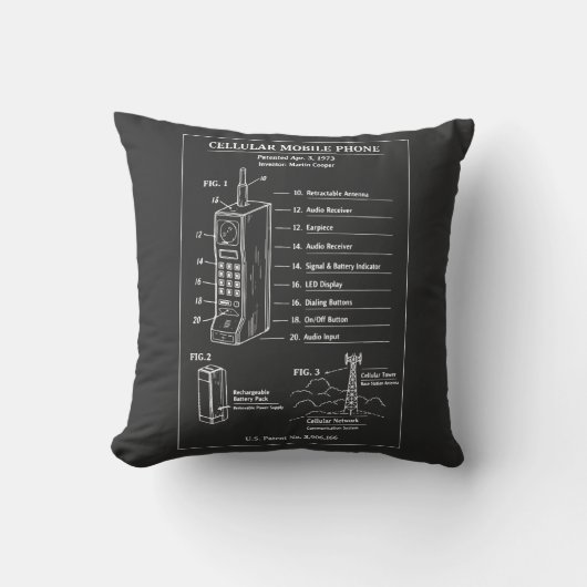 Oud patent mobiele telefoon blueprint kussen (Voorkant)