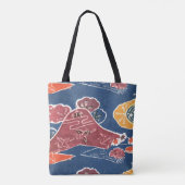 Oud patroon Bingata: Kraanvogels op een verre berg Tote Bag (Achterkant)