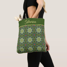Oud patroon in groen met blauwe bloemen
