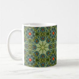 Oud patroon in het groen met blauwe bloemen koffiemok