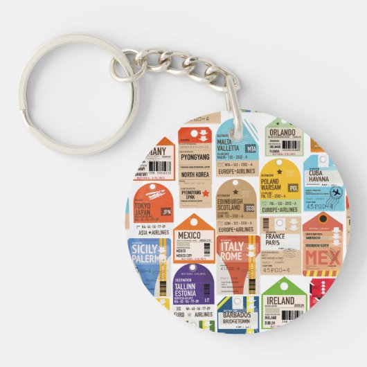 Oud patroon van reiskaartjes. Worp kussen noteb Sleutelhanger (Voorkant)