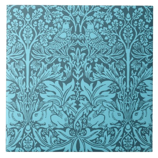 Oud patroon van vogels en konijnen tegeltje (Voorkant)