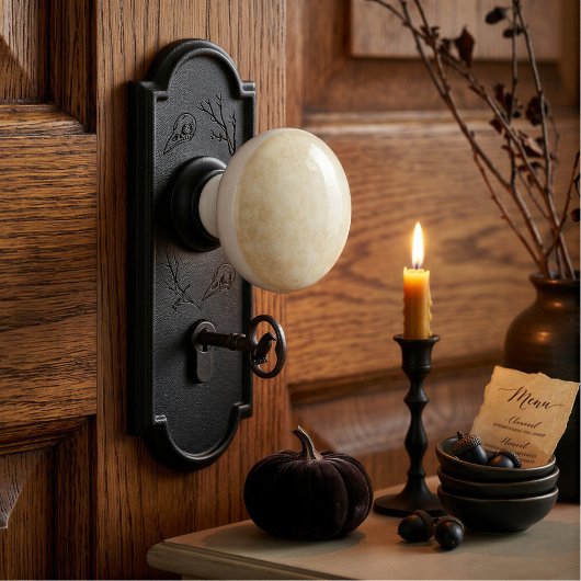 Oud perkament keramische kast knop