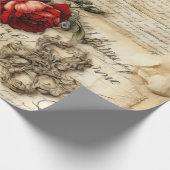 Oud perkament liefdesbrief met bloemen cadeaupapier (Hoek)