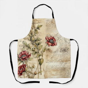 Oud perkament met elegante bloemendecoupage schort