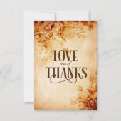 oud perkament met Roos bruiloft Bedankkaart (Voorkant)