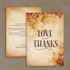 oud perkament met Roos bruiloft Bedankkaart