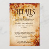  oud perkament met Roos bruiloft details Informatiekaartje (Voorkant)