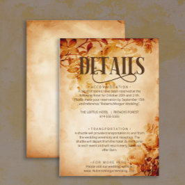 oud perkament met Roos bruiloft details Informatiekaartje