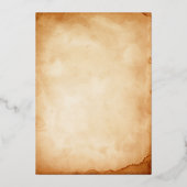  oud perkament met Roos bruiloft Folie Uitnodiging (Achterkant)