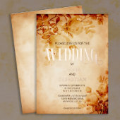  oud perkament met Roos bruiloft Folie Uitnodiging