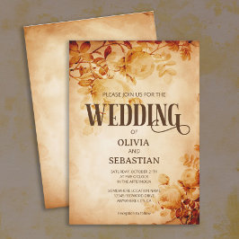 oud perkament met Roos bruiloft Kaart