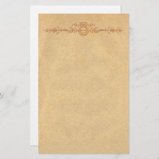 Oud perkament met versiering briefpapier (Voorkant / Achterkant)