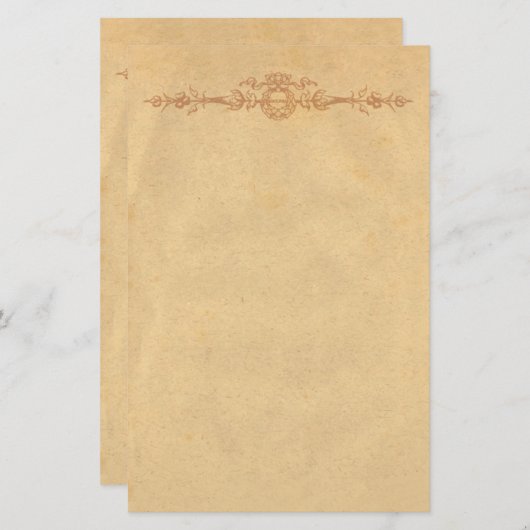 Oud perkament met versiering briefpapier (Voorkant / Achterkant)