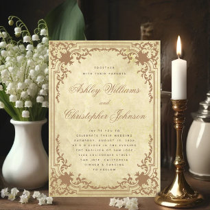 Oud perkament sierlijke lijst Elegante bruiloft Kaart