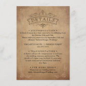  oud perkament Victoriaans bruiloft details Informatiekaartje (Voorkant)