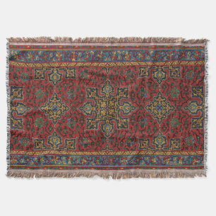Oud Persisch Tapijtpatroon Rood Blauw Arabesk Deken