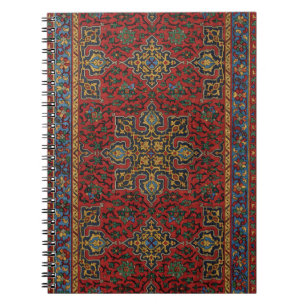 Oud Persisch Tapijtpatroon Rood Blauw Arabesk Notitieboek