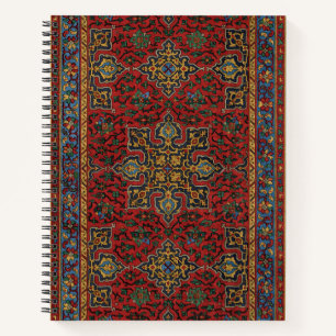 Oud Persisch Tapijtpatroon Rood Blauw Arabesk Notitieboek