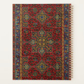 Oud Persisch Tapijtpatroon Rood Blauw Arabesk Planner (Achterkant)