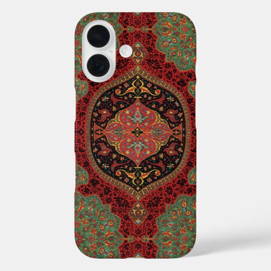 Oud Persisch Tapijtpatroon Rood Groen Arabesk Case-Mate iPhone Case (Achterkant)