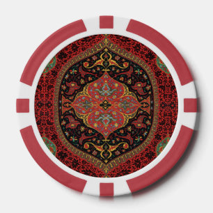 Oud Persisch Tapijtpatroon Rood Groen Arabesk Poker Chips