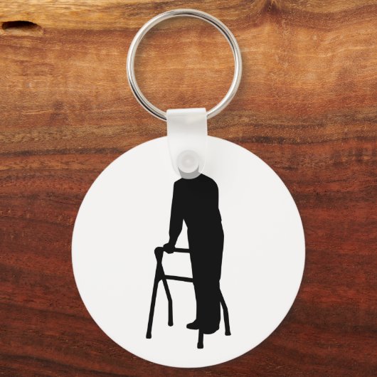 Oud persoon man lopend lijst sleutelhanger (Voorkant)