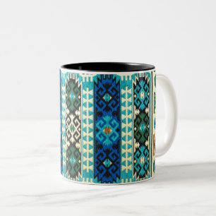 Oud Perzisch Turks patroon, blauwgroen Tweekleurige Koffiemok