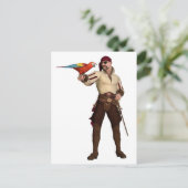Oud piraat met Parrot Briefkaart (Staand voorkant)