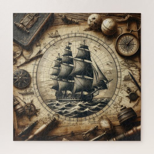 Oud Piraat Zeilschip 4 Legpuzzel (Verticaal)