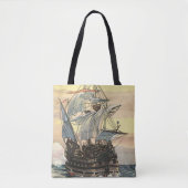 Oud Piraatsschip, Galei die over de Oceaan vaart Tote Bag (Voorkant)
