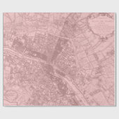 Oud Plan Paris Mauve Lila Blush Pink Royal Mapa Cadeaupapier (Vlak)