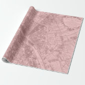 Oud Plan Paris Mauve Lila Blush Pink Royal Mapa Cadeaupapier (Uitgerold)