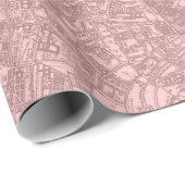 Oud Plan Paris Mauve Lila Blush Pink Royal Mapa Cadeaupapier (Rol Hoek)